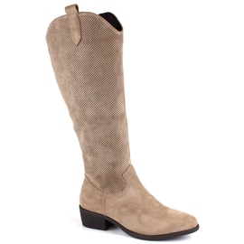 Beige isolierte Wildlederstiefel für Damen Jezzi RMR2353-4