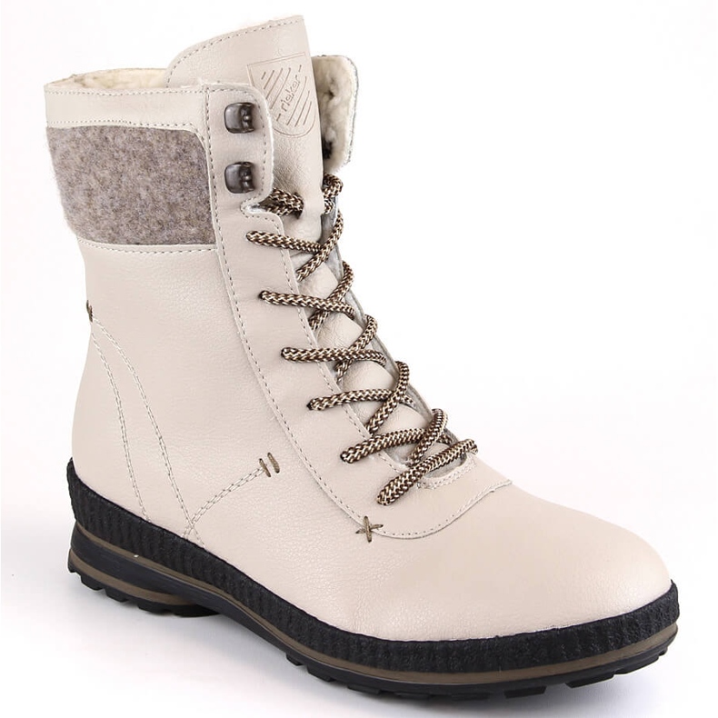 Leder bequeme Damenstiefel isoliert beige Rieker Z2405-60
