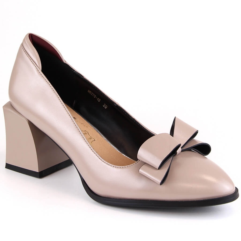 Damenschuhe mit hohen Absätzen und Schleife in Beige D&amp;A S.Barski Premium Collection MR870-48