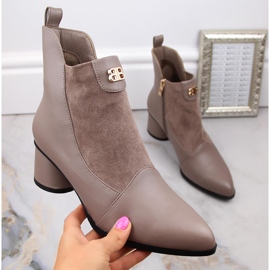 Beige Damenstiefel mit hohem Absatz D&amp;A S.Barski Premium Collection MR870-96