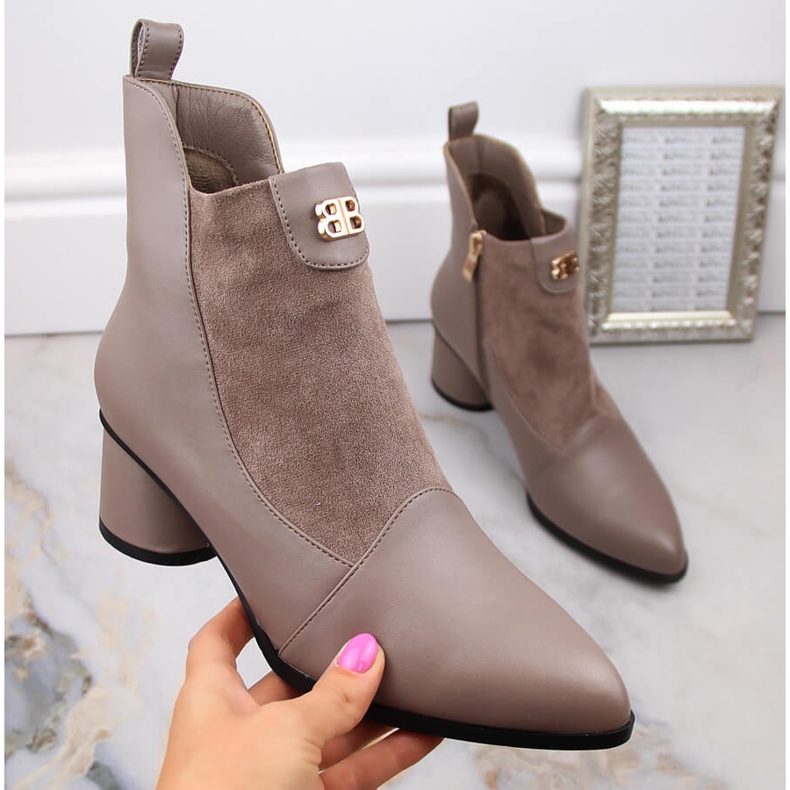 Beige Damenstiefel mit hohem Absatz D&amp;A S.Barski Premium Collection MR870-96