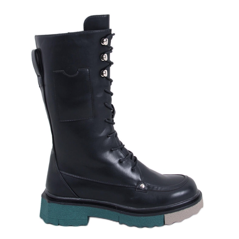 Stiefel mit farbiger Sohle von Keefe Black schwarz