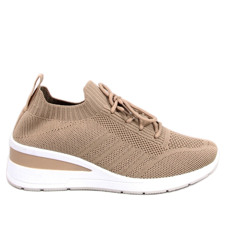 Leakes Khaki-Sneaker mit Keilabsatz beige