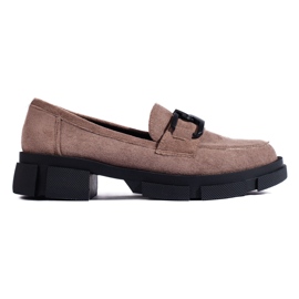 Dunkelbeige Wildleder-Loafer von Shelovet