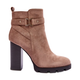 FB2 Liani Wildleder-High-Heel-Stiefel Beige