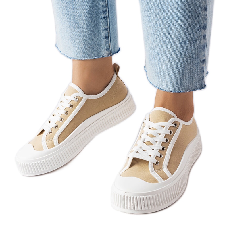 Beige Plateau-Sneaker von Alfianello