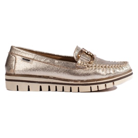 Goldene, bequeme Slipper mit Shelovet-Kette
