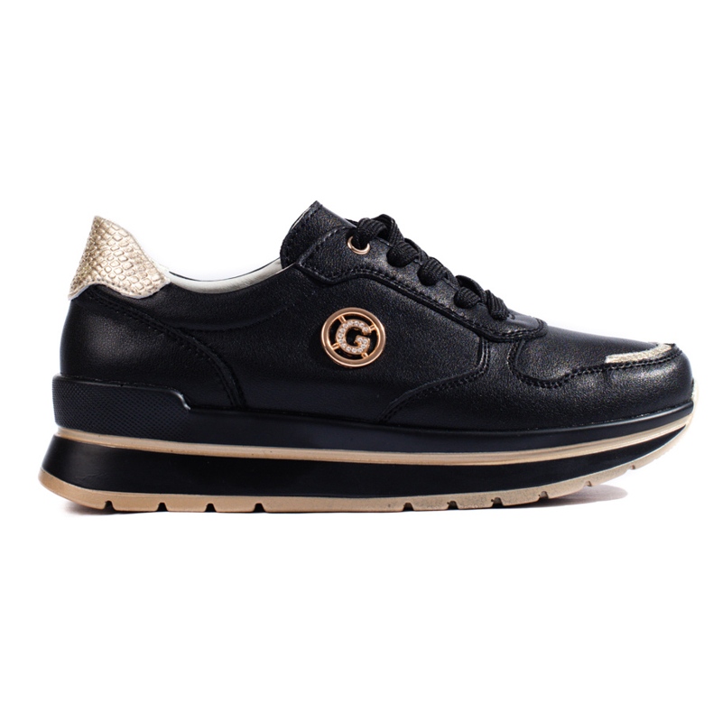 Schwarze Plateau-Sneaker aus Leder von Shelovet