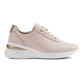 Beige Keilsneaker aus Leder von Shelovet