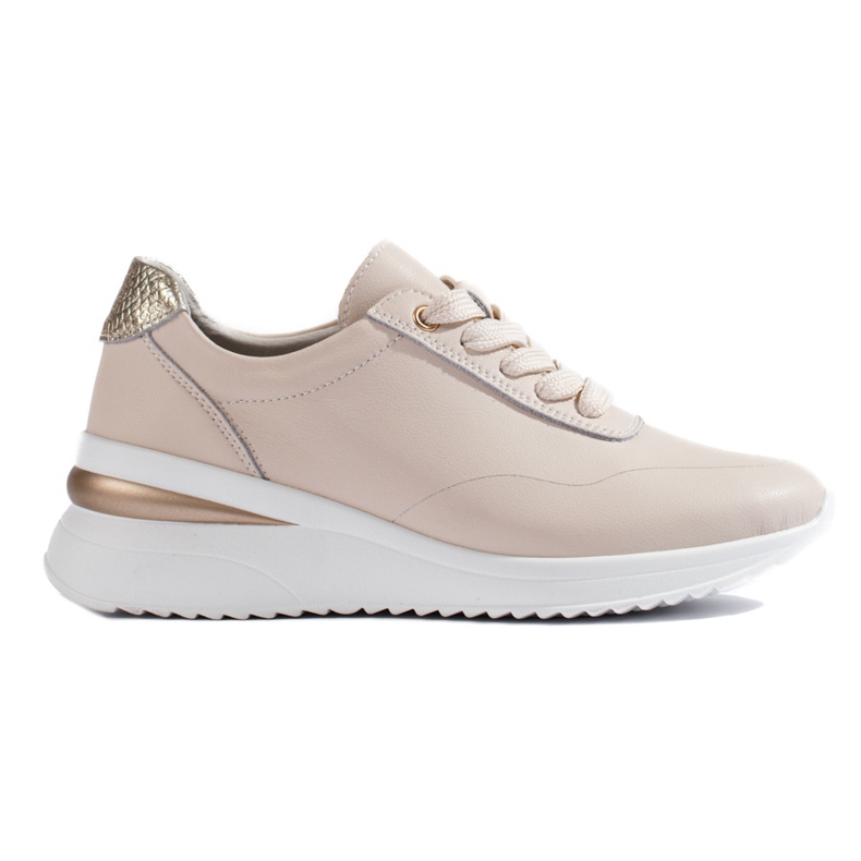 Beige Keilsneaker aus Leder von Shelovet