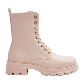 Vinceza Worker-Stiefeletten mit Verzierung Beige Yemannis