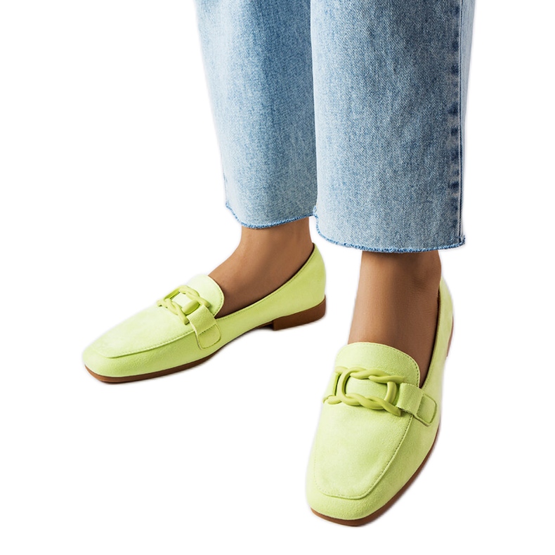 Grüne Schnallen-Loafer von Alighiero