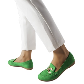 Grüne Slipper mit goldener Schnalle von Magliano