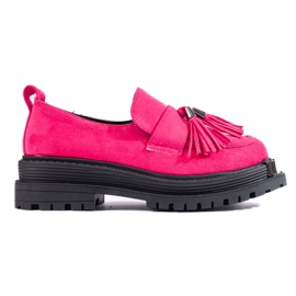 Fuchsiafarbene Wildleder-Loafer für Damen Shelovet-Loafer rosa