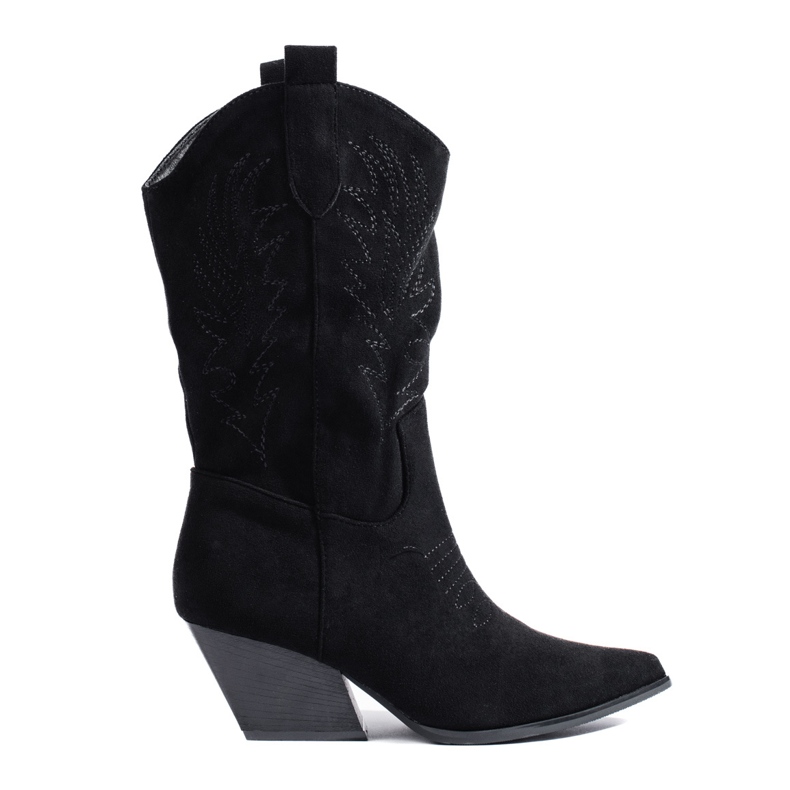 Shelovet Damen-Cowboystiefel aus schwarzem Wildleder