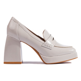 Shelovet Lackleder-High-Heel-Schuhe in Hellgrau