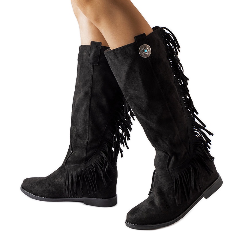 Schwarze, überzogene Keilstiefel von Lecore