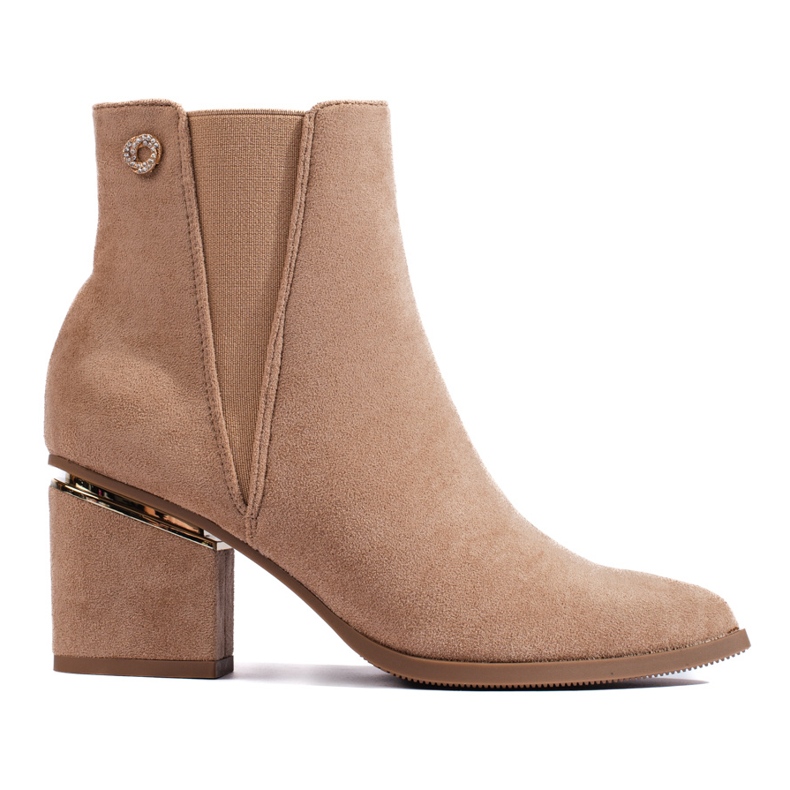 Beige Damen-Stiefeletten aus Wildleder von Shelovet