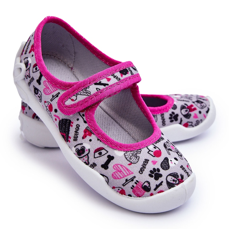 BEFADO S.A. Befado Kinder-Ballerina-Hausschuhe 114X521 Grau und Rosa