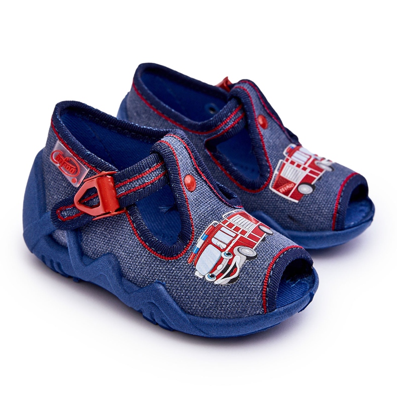 BEFADO S.A. Kindersandalen, Befado-Hausschuhe, Feuerwehrauto 217P118, Blau