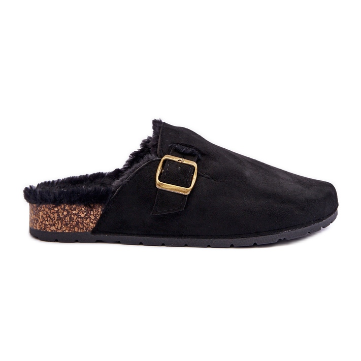 FB2 Damen-Flip-Flops aus Wildleder mit Fell in Schwarz Haidamia