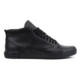 Polbut Herren-Ledersneaker 2108, schwarz