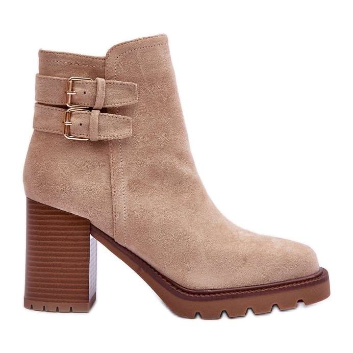 Wildleder-High-Heel-Stiefel Beige Makeline
