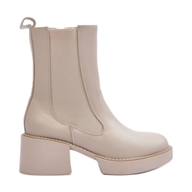 Beige Ironna Chelsea-Stiefel mit massiven High Heels