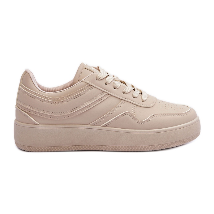PE1 Beige Damen-Sportschuhe auf der Plattform Pudina