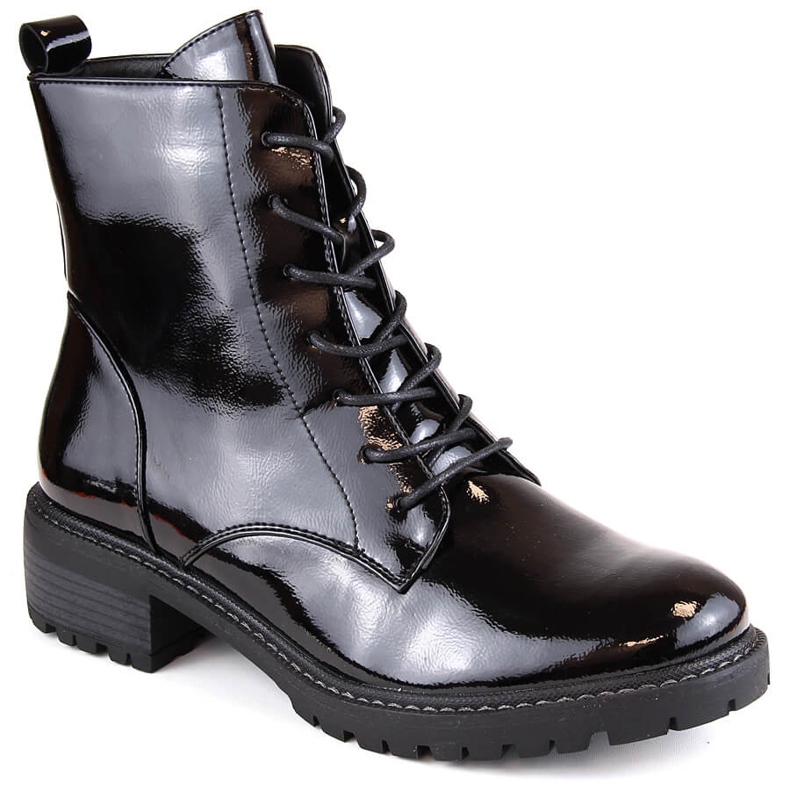 Isolierte Damenstiefel aus Lackleder, schwarz Vinceza 10662