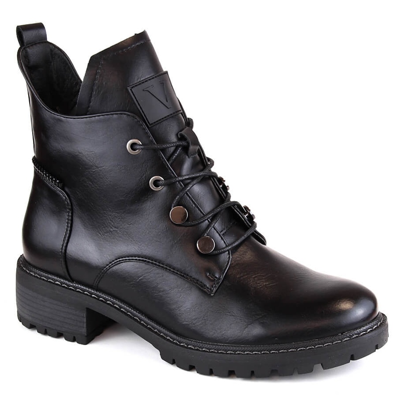 Isolierte Damen-Schnür- und Reißverschlussstiefel, schwarz Vinceza 58136