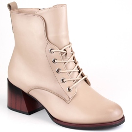 Beige isolierte Damenstiefel mit hohen Absätzen Vinceza 58127