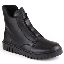 Bequeme isolierte schwarze Damenstiefel aus Leder Rieker Y3458-00