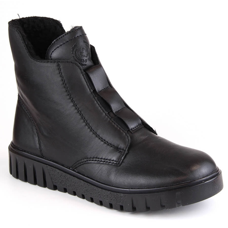 Bequeme isolierte schwarze Damenstiefel aus Leder Rieker Y3458-00