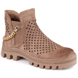 Damen-Arbeiterstiefel aus Wildleder in Braun Potocki 12028 beige