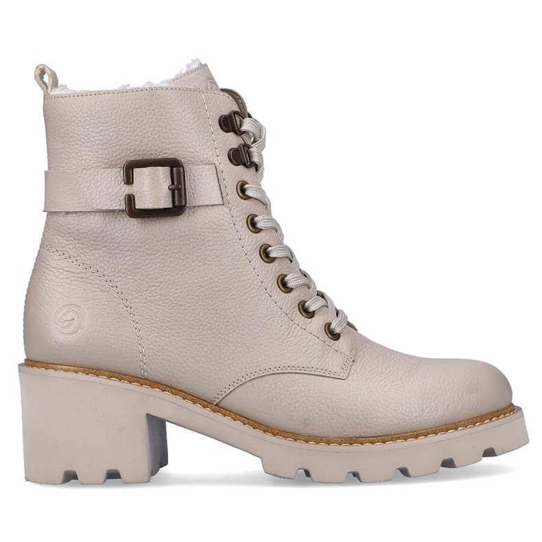 Bequeme isolierte Lederstiefel mit hohen Absätzen, beige Remonte D0A74-60