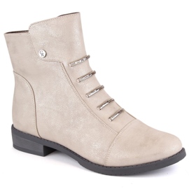 Glänzende, isolierte Damenstiefeletten Jezzi ASA62-16 beige