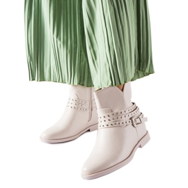 Beige Stiefeletten mit einem mit Anchorage überzogenen Keilabsatz