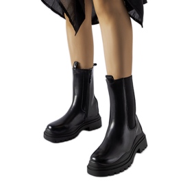 Schwarze, massive Delebio-Stiefeletten