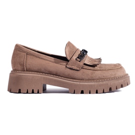Beige Wildleder-Loafer für Damen von Shelovet