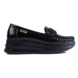 Schwarze Damen-Loafer aus Lackleder mit Shelovet-Schnalle