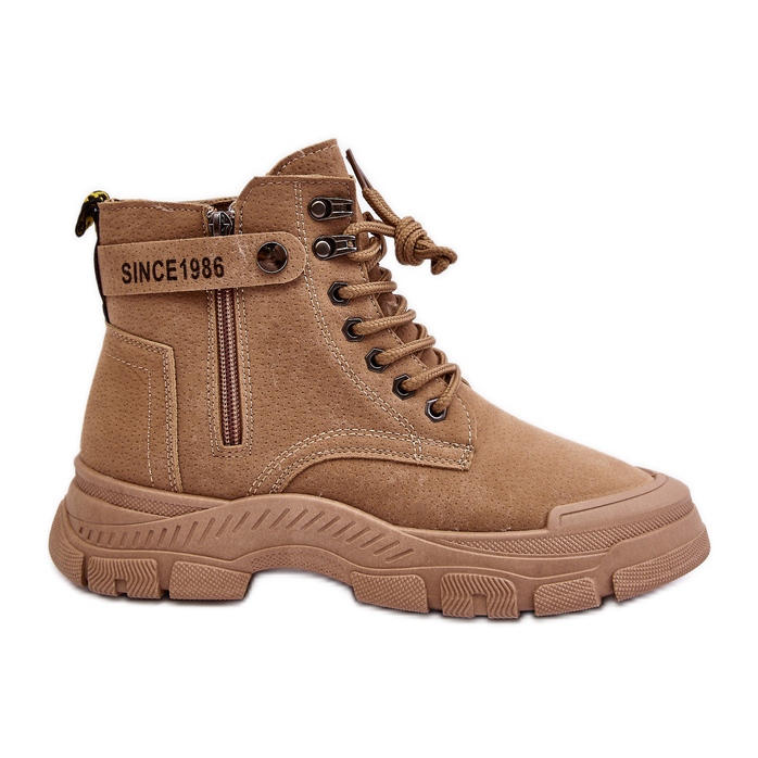 Isolierte Damen-Stiefeletten aus Wildleder Beige Jailina