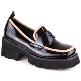 S.Barski Lackleder-Loafer mit hohem Absatz und Plateau, schwarz D&amp;A MR870-32