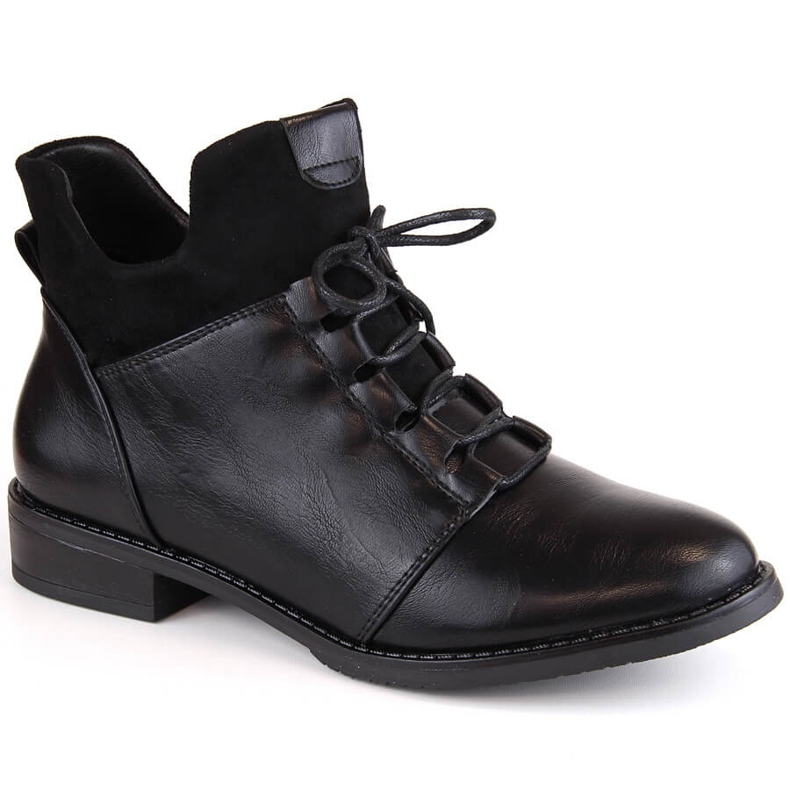 M. DASZYŃSKI Schwarze isolierte Damenstiefel mit flachem Absatz M.Daszyński MR2251-6