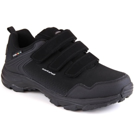 Herren-Softshell-Trekking-Sportschuhe mit Klettverschluss, schwarz American Club