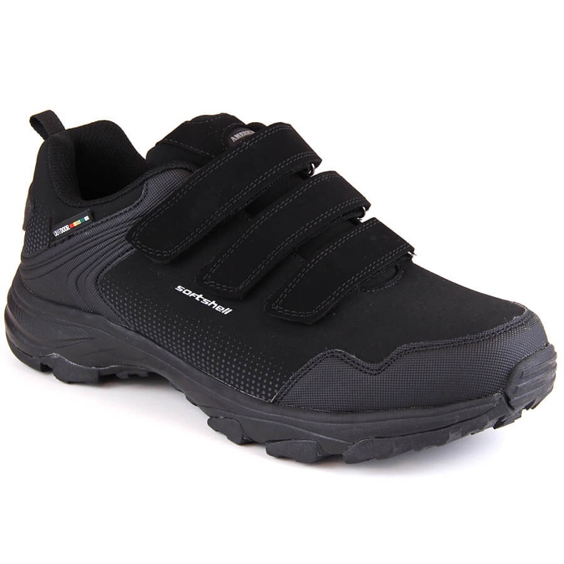 Herren-Softshell-Trekking-Sportschuhe mit Klettverschluss, schwarz American Club