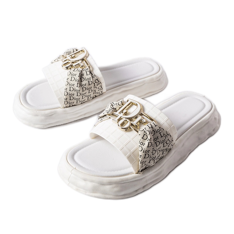 Inna Bérard weiße dekorative Gummi-Flip-Flops