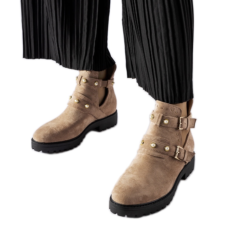 Beige dekorative Stiefeletten mit Ausschnitten von Provolo
