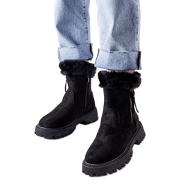 Schwarze Damen-Schneestiefel, Trigoso-Öko-Wildleder