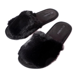 Inblu Giacomo schwarze Hausschuhe mit Fell